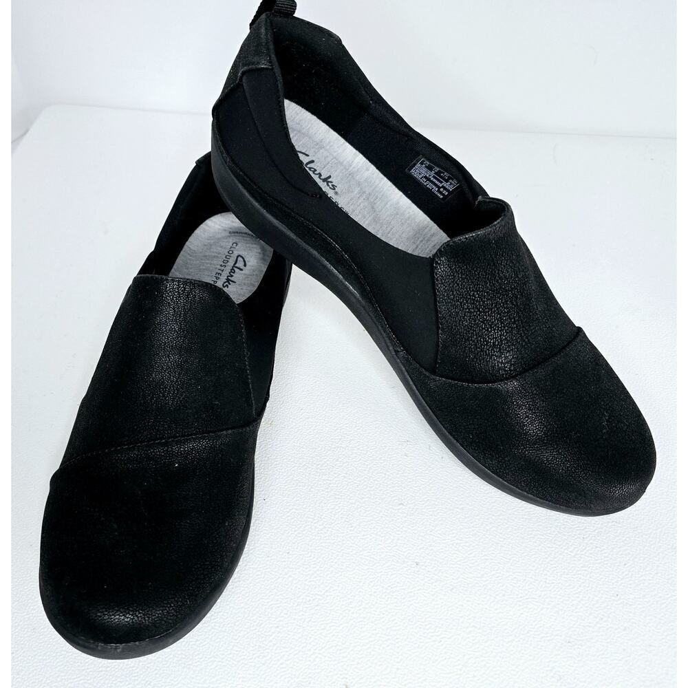 Clarks Black Cloud Steppers Sillian Paz Slip on Comfort Shoe Loafer 10 NEW
